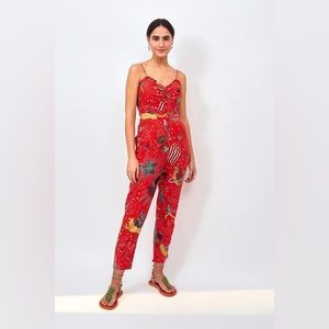 Farm Rio Carnival Jumpsuit In Red Multi